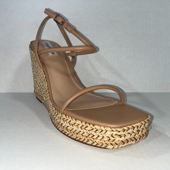 NEW Steve Madden Women's Unify Platform Wedge Sandals in Natural Raffia Size 11M - Picture 7 of 8